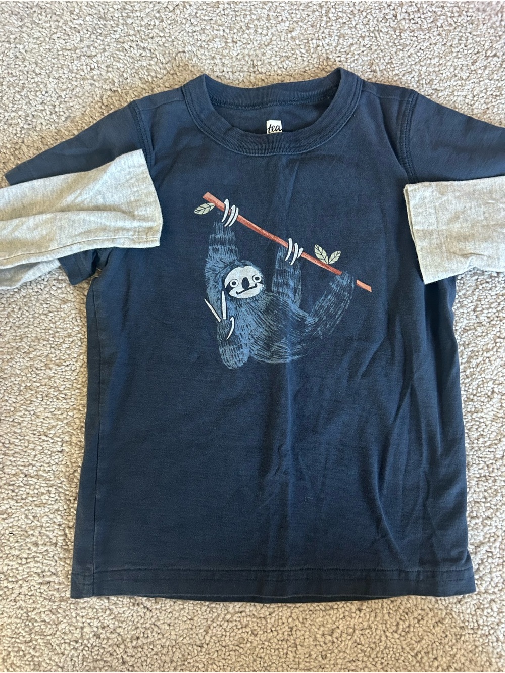 Tea Collection Navy & Gray Long-Sleeve Tee with Sloth Graphic